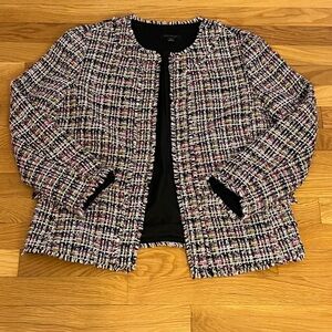 Ann Taylor black, pink and Multicolor Tweed Blazer, size 12